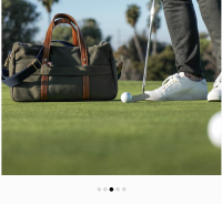 Hudson Sutler olive duffel on golf course green
